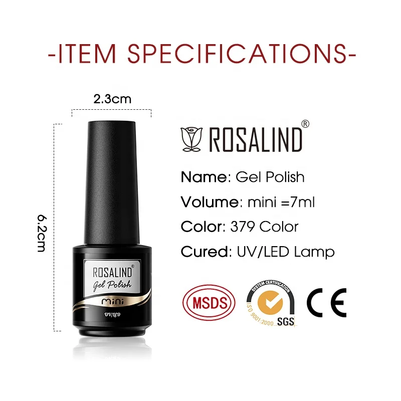 ROSALIND hot style competitive price new uv led gel nail polish 7 ml pastel color OEM gel lacquer varnish enamel for wholesale