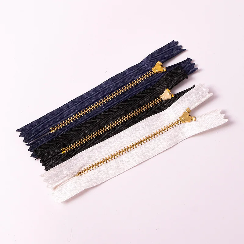 Wholesale high quality semi-lock slider close end y teeth metal zipper for jeans