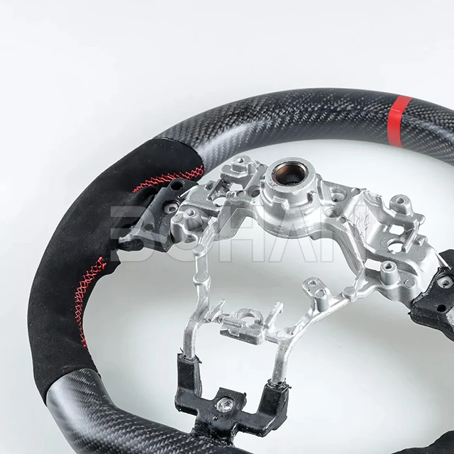 Steering Wheel, Real Matte Carbon Fiber Steering Wheel D-Type Racing Design Nappa Leather Car Steering Wheel for Subaru WRX STI