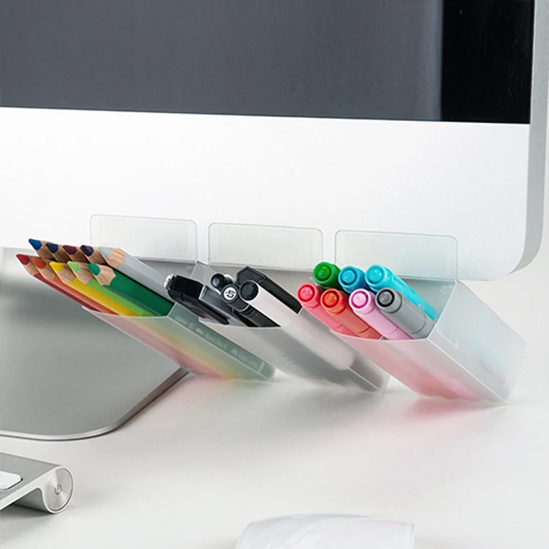 creative Paste pen holder under the desktop monitor Desk stationery pen storage box