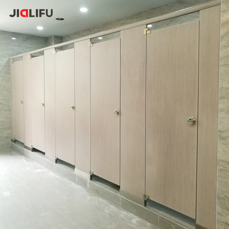 Modern Waterproof Wood Grain Powder Coated Steel Toilet Partition