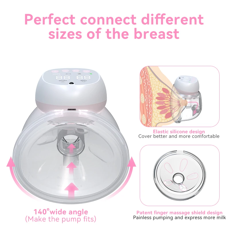 Portable Wearable breast pump painless comfortable Electric Breast Pump remote control for Intelligent synchronized pumping