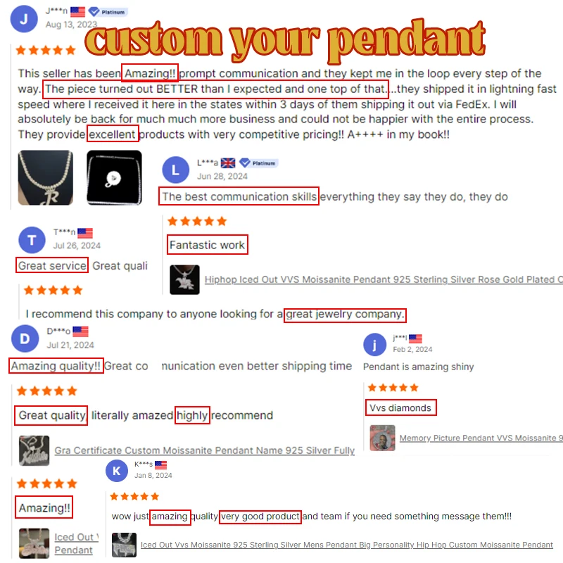 Iced Out Moissanite Pendants Memory Picture Letter 925 Silver Pass Tester Hip Hop Custom Moissanite Pendant