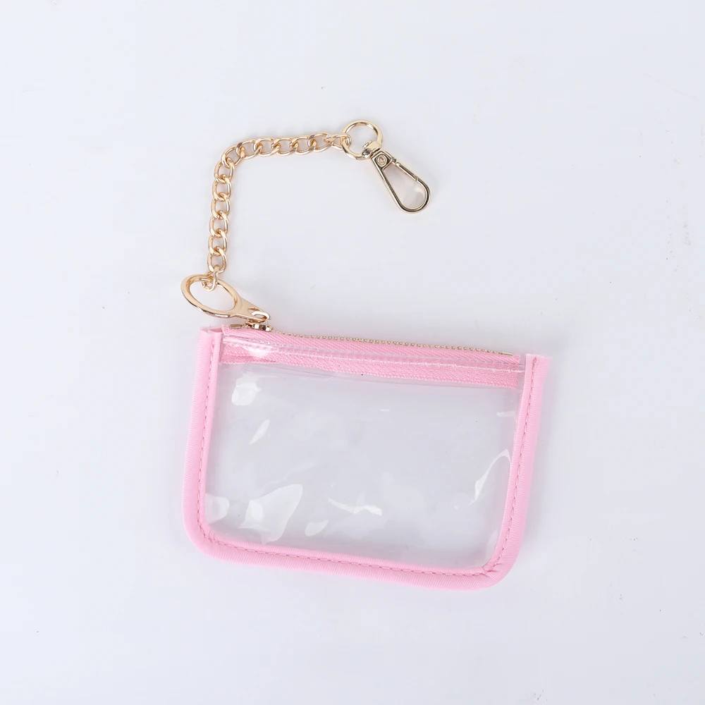2023 New Design 10 Color Clear Transparent Pvc Coin Purse With Keychain Custom Coin Holder Purse Pouch Wallet Mini Coin Purs Bag