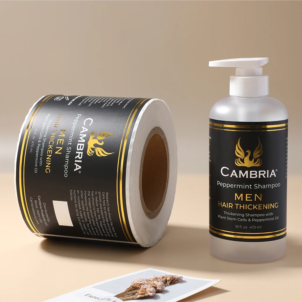 custom logo printing goild foil label waterproof adhesive paper stickers for packaging