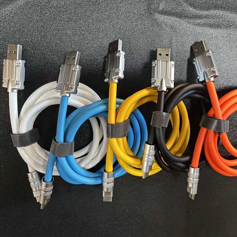 2022 New Ziny Alloy Soft Liquid Silicone Data Cable Hight Speed USB C 6A 120W Max Fast Charging Date Cable 1m Type C for Huawei
