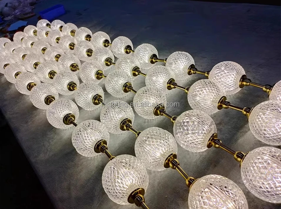 modern decorative led lamp custom hotel lobby sitting room luxury acrylic crystal ball chain lighting lights for high ceiling