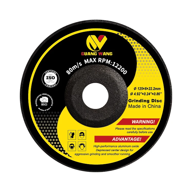 Zhejiang Huirong Factory  125*6*22mm OEM Design Grinding Wheel for Polishing Steel Abrasive Cutting