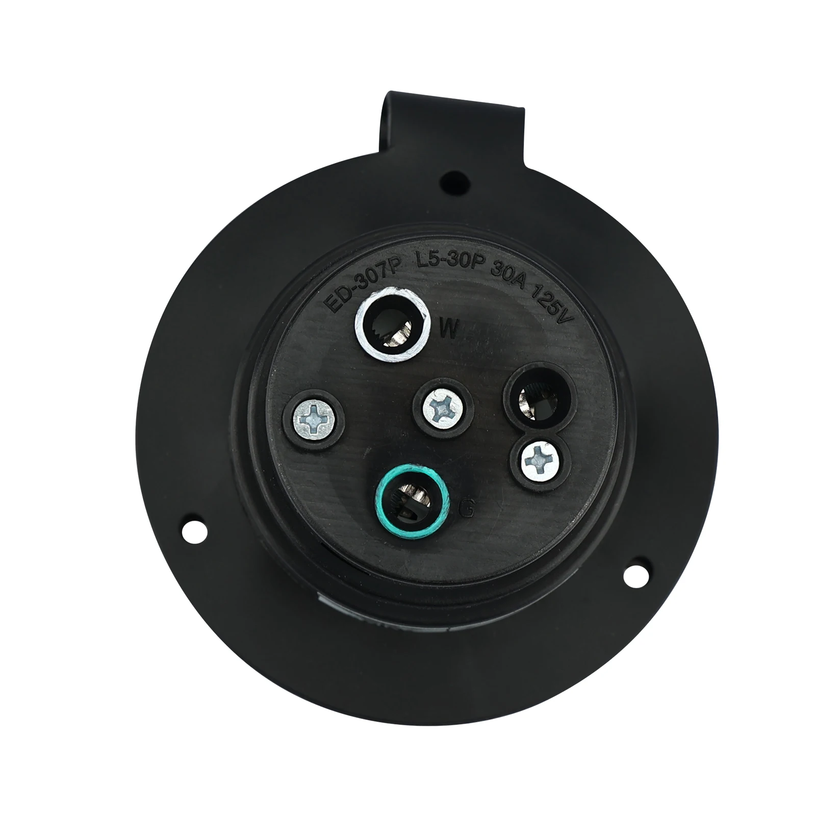 NEMA L5-30P Flanged Inlet Generator Plug, 30 Amp, 125 Volt, Locking Receptacle Socket with Waterproof Cover