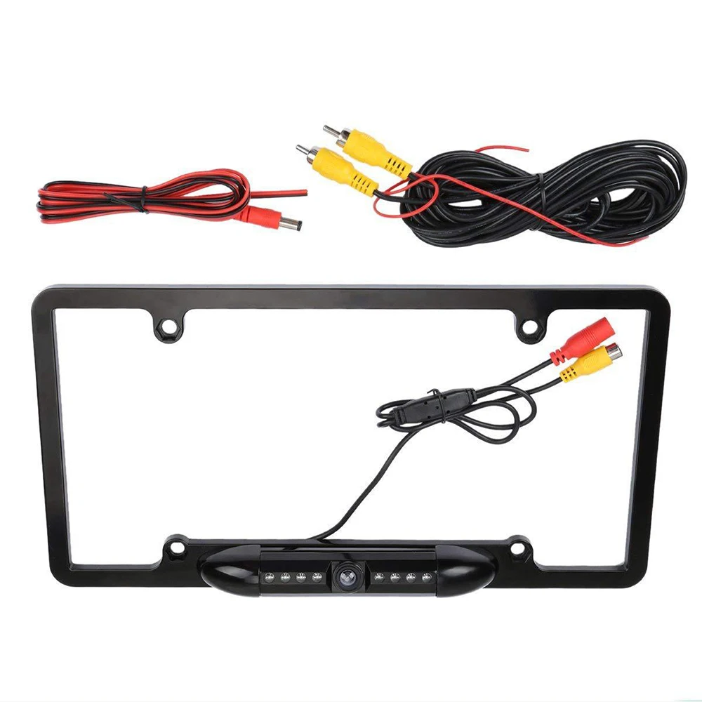Car License Plate Reverse Backup Rear View Camera 8 IR Night Vision Lights Wide View Angle for Universal Cars/SUV/Trucks/RV