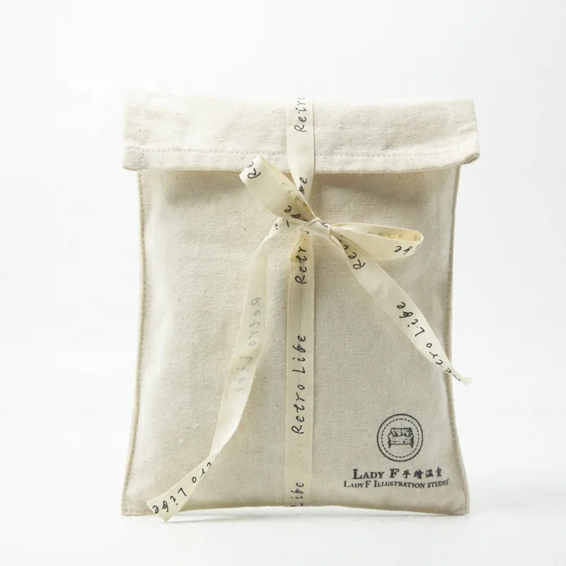 Custom Recyclable Cotton Fabric Envelope Clothing Cosmetic Gift Packaging Bags Envelope Pouch