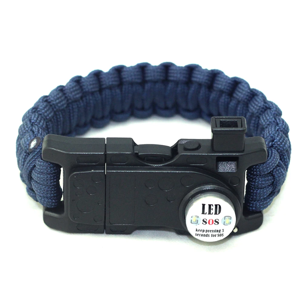 New Design Paracord Buckles LED Survival Bracelet, Good Quantity Outdoor Activities Custom Whistle Survival Paracord Bracelet