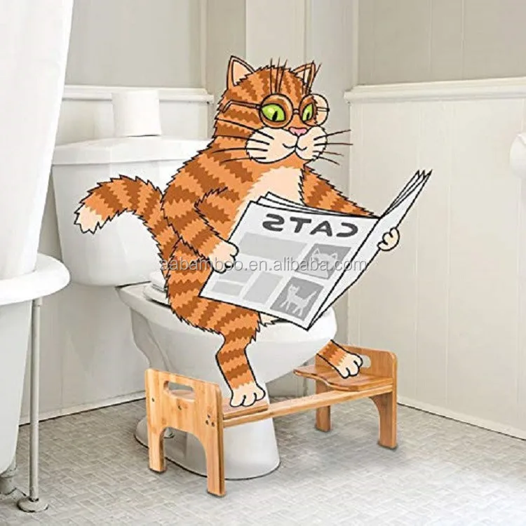 Bamboo bathroom squatty potty toilet stool