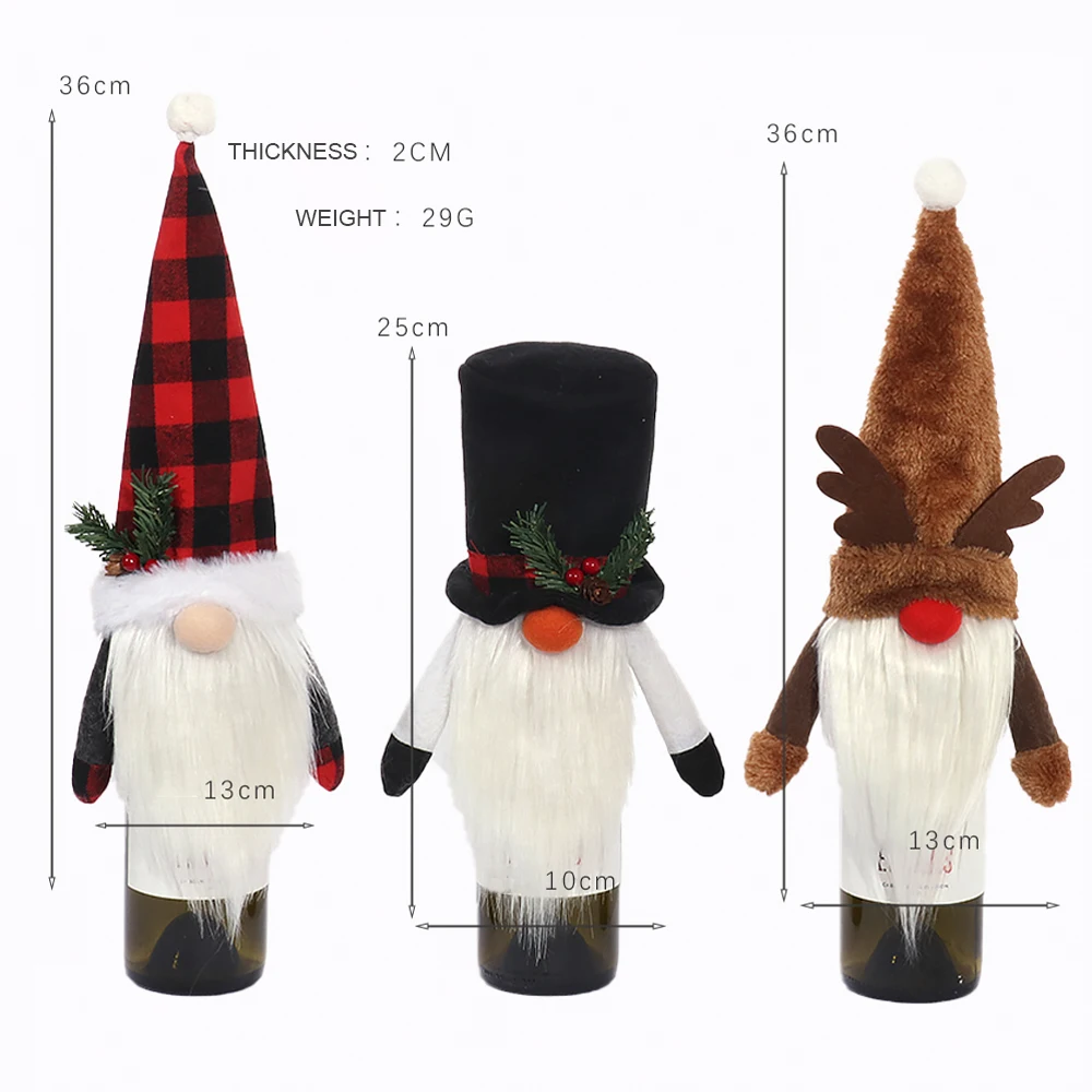 European style tip hat Christmas wine bottle decorate elf no face doll  Santa Claus bottle cover