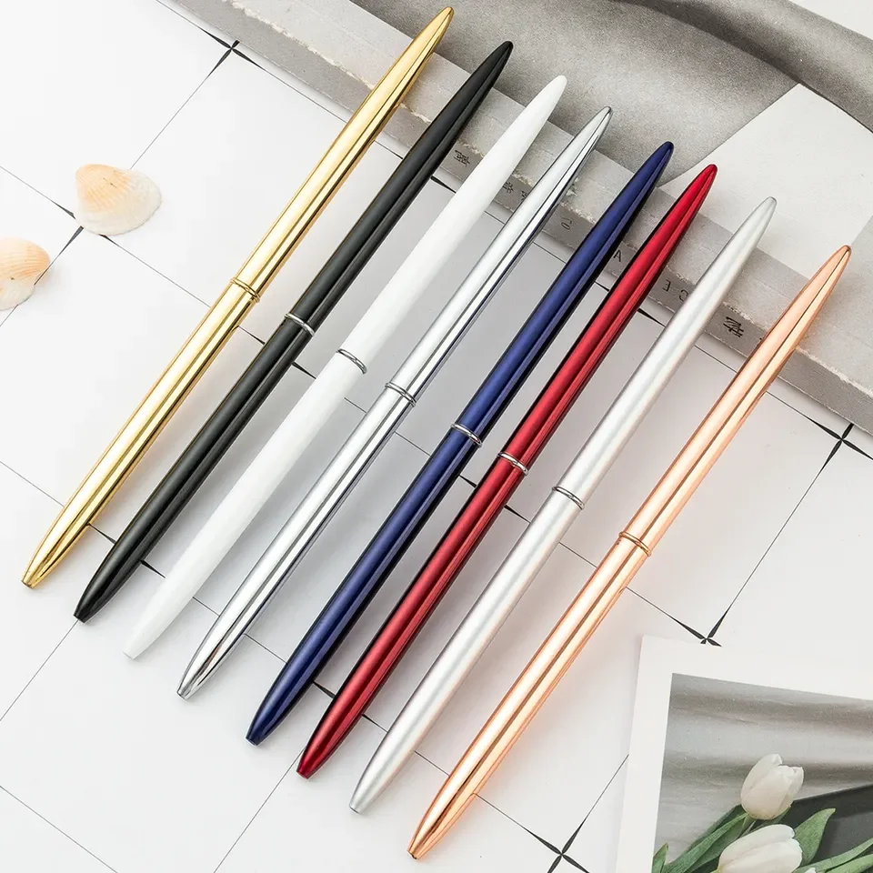 Hot selling Luxury promotion custom logo hotel table metal pen slim gift rose gold ball point pen with logo