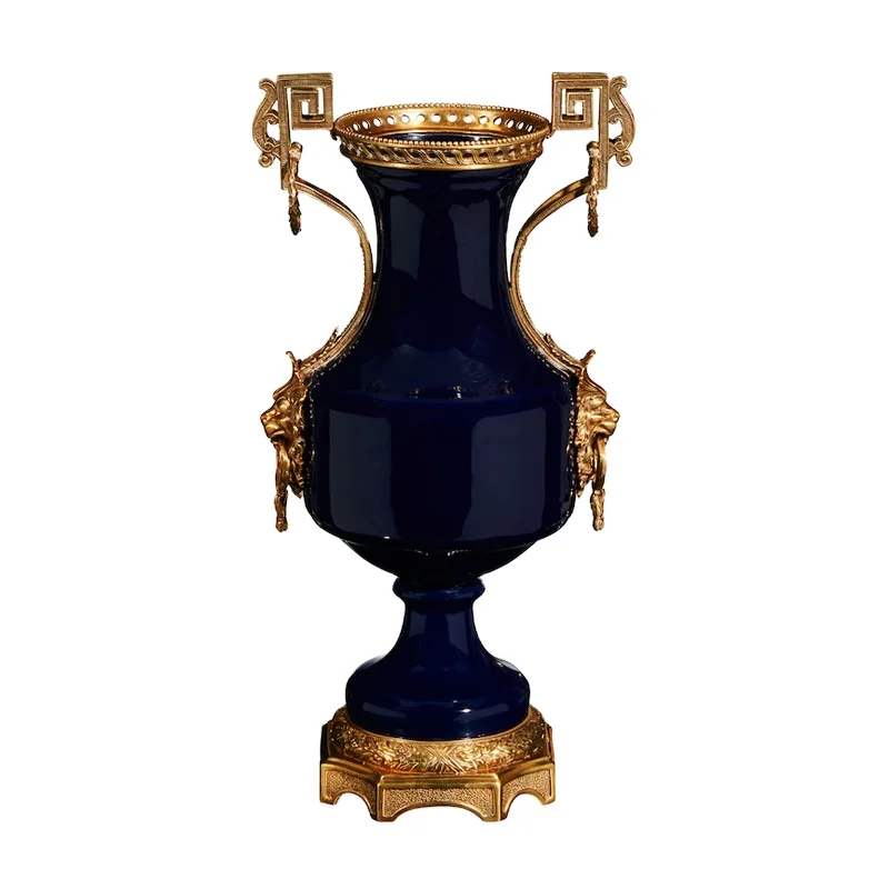 Hotel indoor decor for living room crackled China ceramic trophy ornaments decoration wedding gift ceramic vase accessories