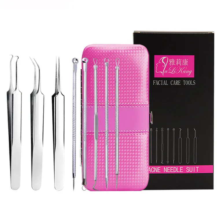 stainless steel acne  remover tool kit pimple face tools blackhead comedone acne extractor