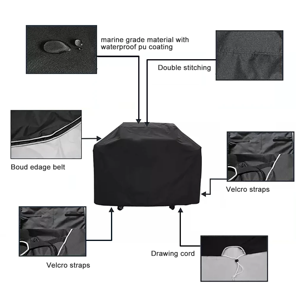 High quality Hot sales Barbecue dust proof waterproof Grill BBQ Cover oxford cloth outdoor heavy dirty black barbecue cover
