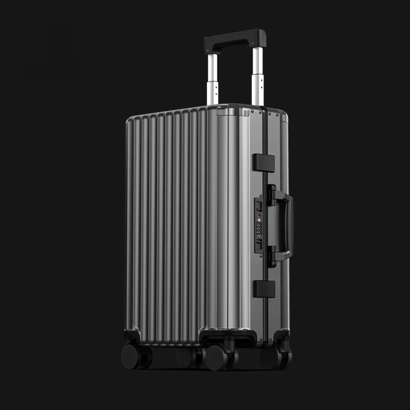 2024 Original top quality all aluminum magnesium alloy luggage lucxry trolley bag carry-ons 20 inch pure metal suitcase