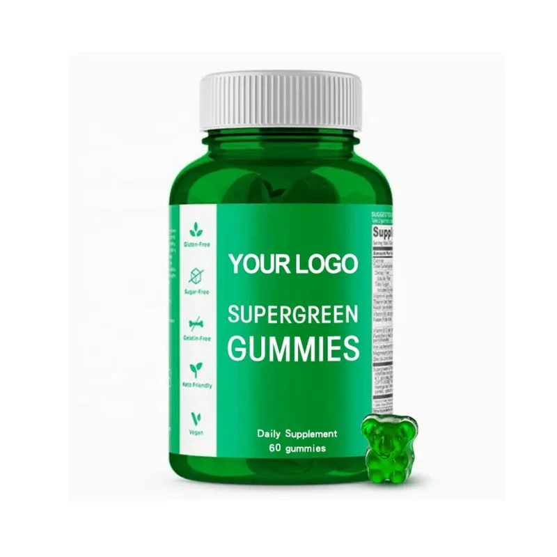 Private Label Candy for Vegans Natural Nutrition Fruit Blend Supplement Super Green Powder Vitamin Gummies for probiotics