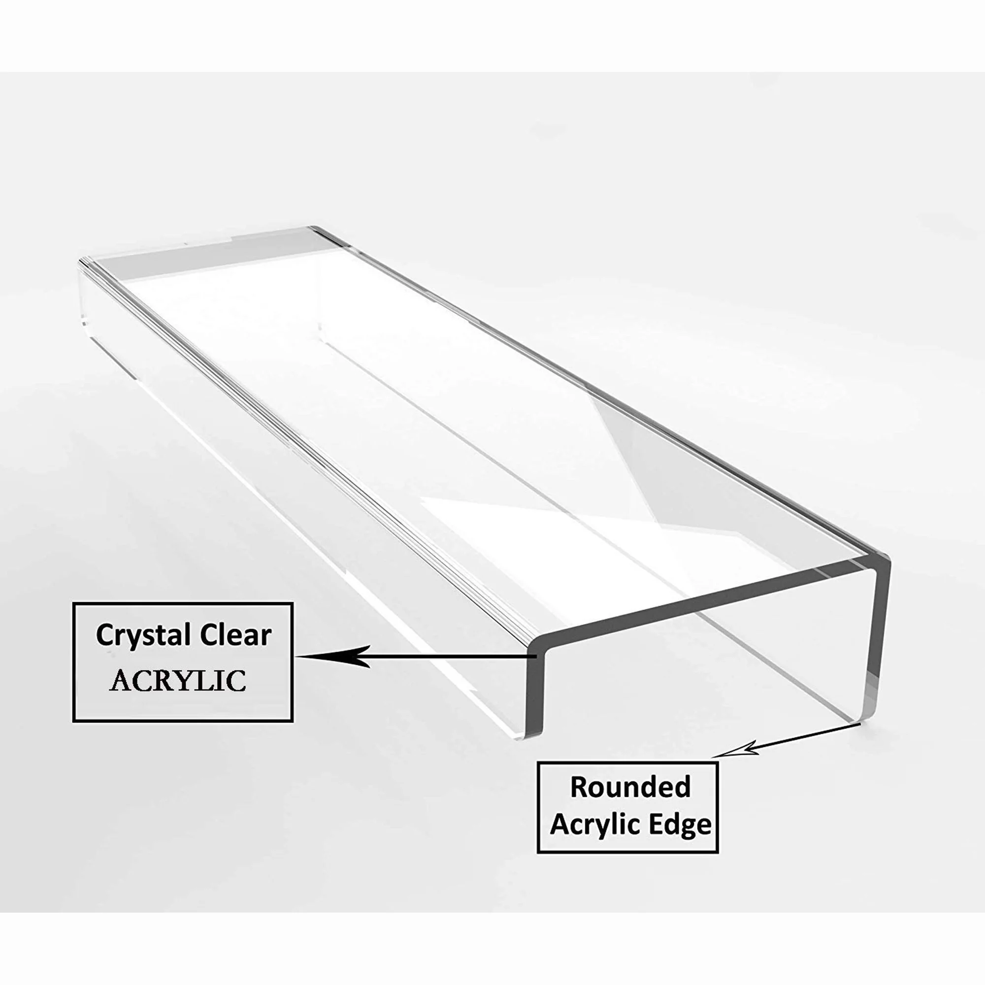 Floating shelf 15 inches (about 38.1 cm) acrylic wall edge shelf transparent 4-piece display bookshelf