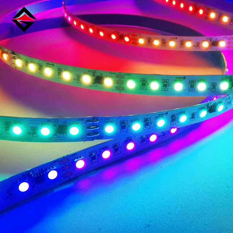 24 В 120 светодиодов/м rgbic SPI RGB SMD 2835 с гибкой адресуемой светодиодной подсветкой