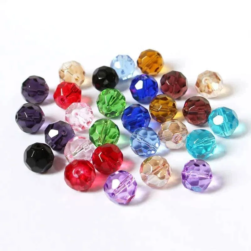 Round 32 Facets 6mm 8mm 10mm 12mm 14mm Faceted Crystal Glass Loose Spacer Beads Wholesale Bulk Lot for Jewelry Making Findings