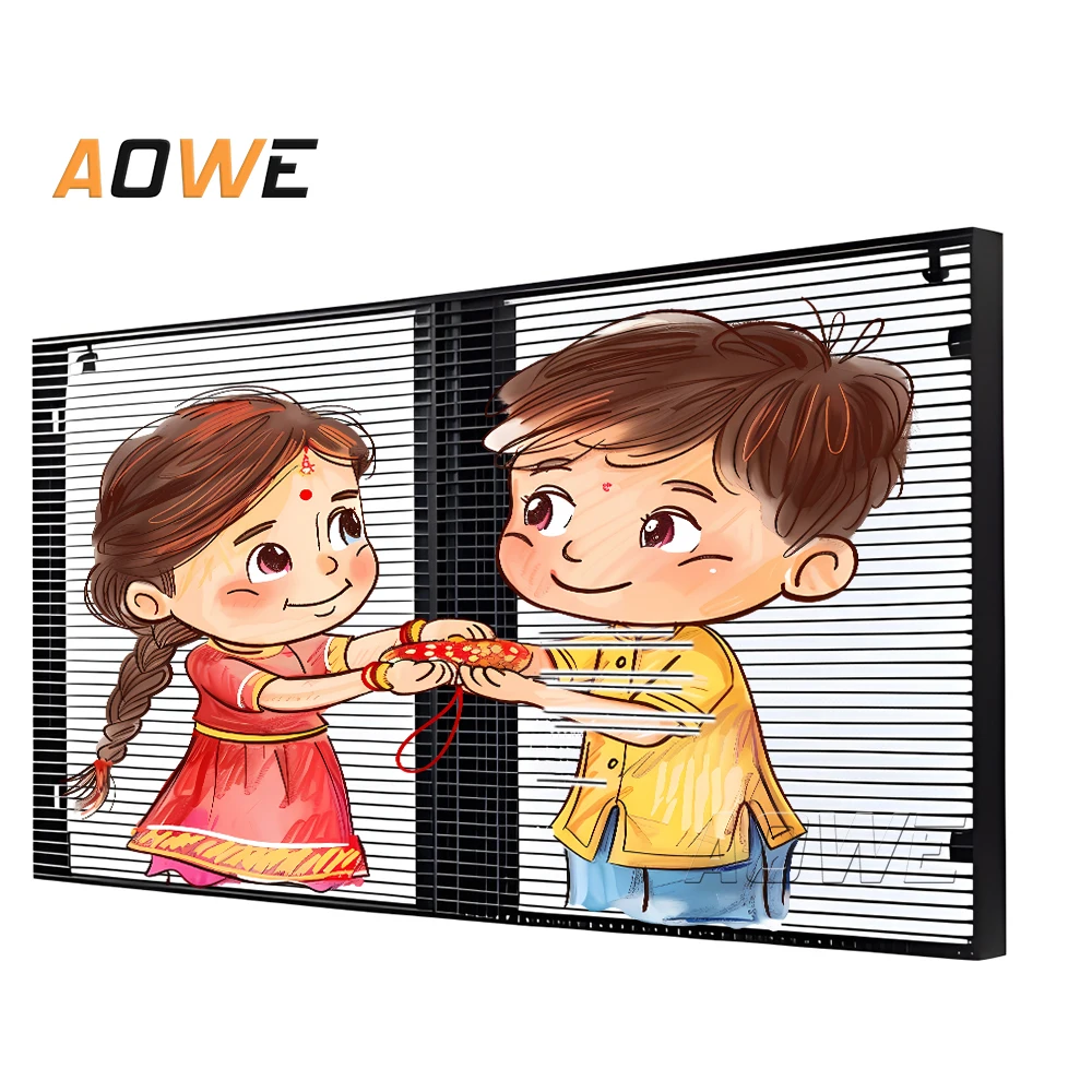 AOWE High Performance Ultra Thin Clear Screen P5 P6 P8 P10 HD Transparent Led Display for Retail Stores