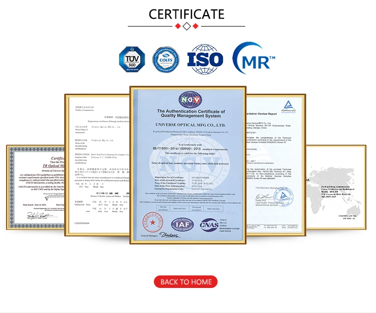 High Index 1.60 MR-8 Aspheric Superhydrophic HMC EMI Optical Resin Lens for Sale