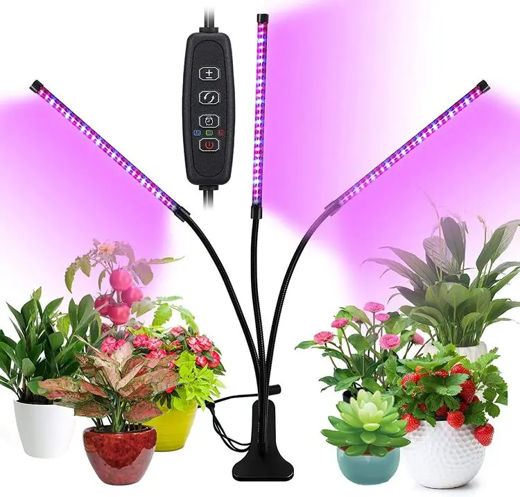 EU Black 3 Heads Red Blue Color Led Grow light 5V 2835 Led Desk Clip Lamp with usb connector