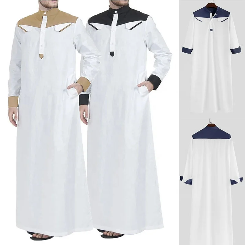 2024 latest ethnic costume muslim men dress islamic clothing thobe moroccan thobe for men wholesale Islamic Muslim clothing