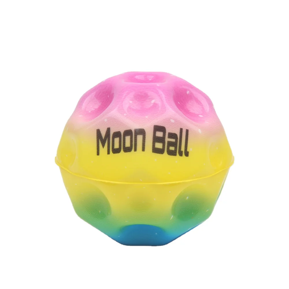 children toys Ful Space Soft Ball High Bounce Moon Shape Porous Moon Shape Porous Rainbow Color Bouncy Toys For Kids