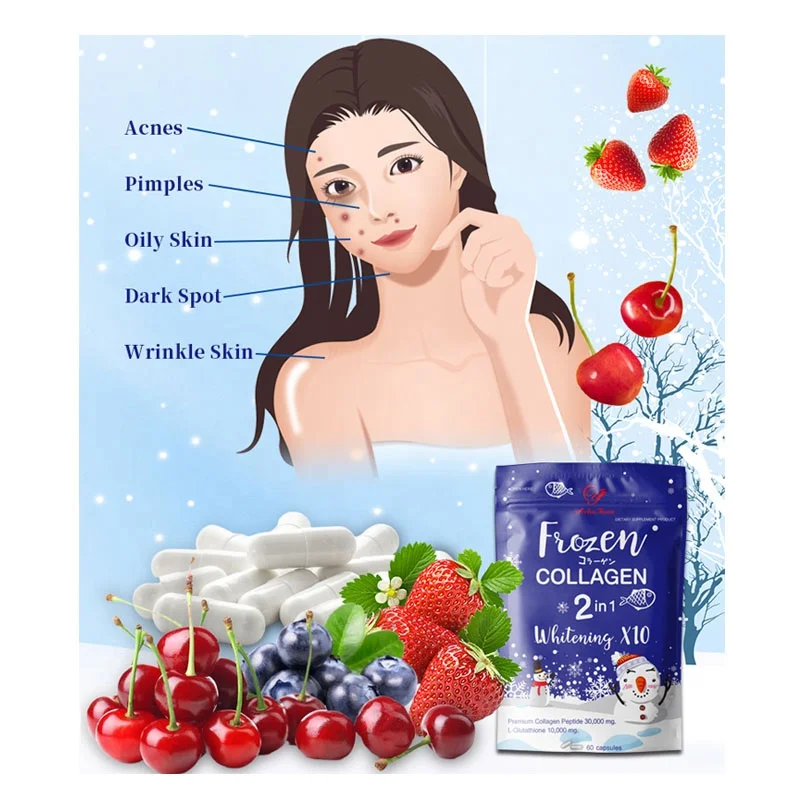 Frozen collagen detox skin capsules frozen collagen 2 in 1 whitening supplements dark skin detox capsule