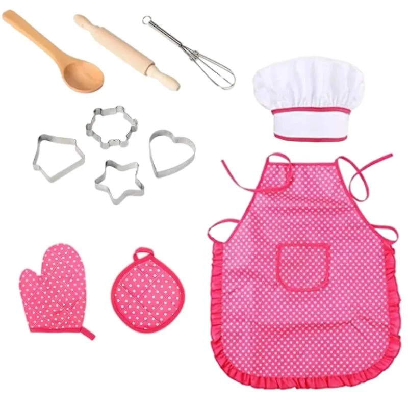 S126 Hot Selling Baking Set For Boys and Girls 11 pcs cake decorating Kids Apron Chef Hat Cooking Kids Baking Kit toys