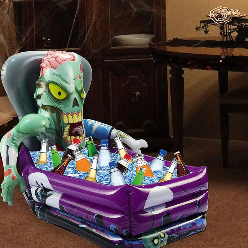 Creative converting halloween skeleton in coffin inflatable cooler vampire coffin inflatable wine cooler