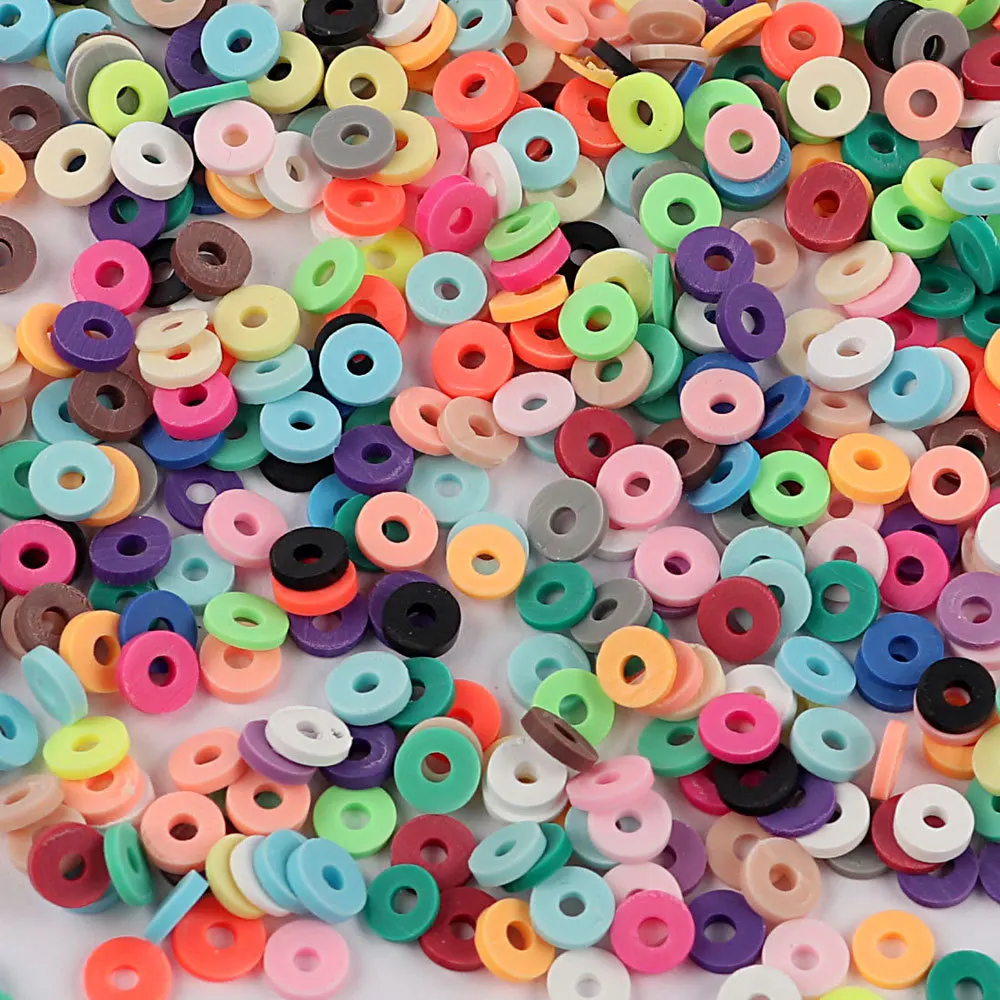 1000g Clay Beads 6mm 25 Colors Flat Round Polymer Clay Spacer Beads