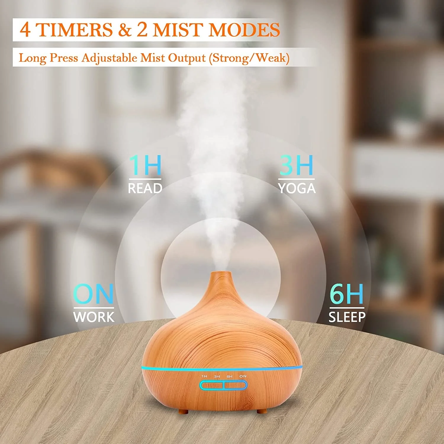 Ultrasonic Air Humidifier 500ml Cool Mist Humidifier Diffuser Essential Oil Aroma Diffuser English 7 Colors Changing LED Light