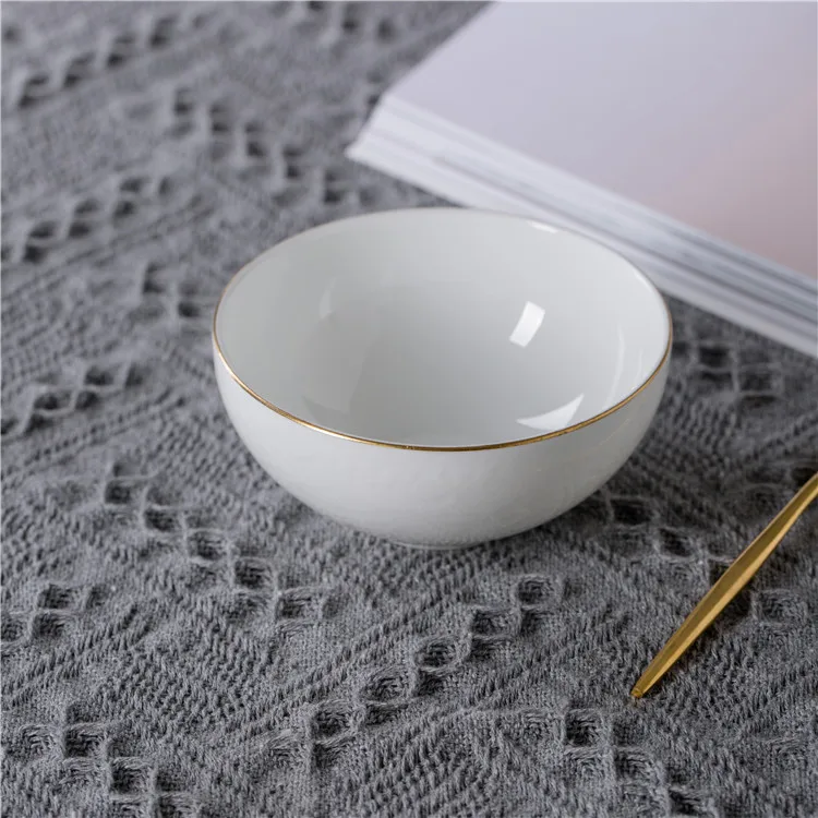 Elegance nordic white color gold rimmed  luxury porcelain tableware for weddings
