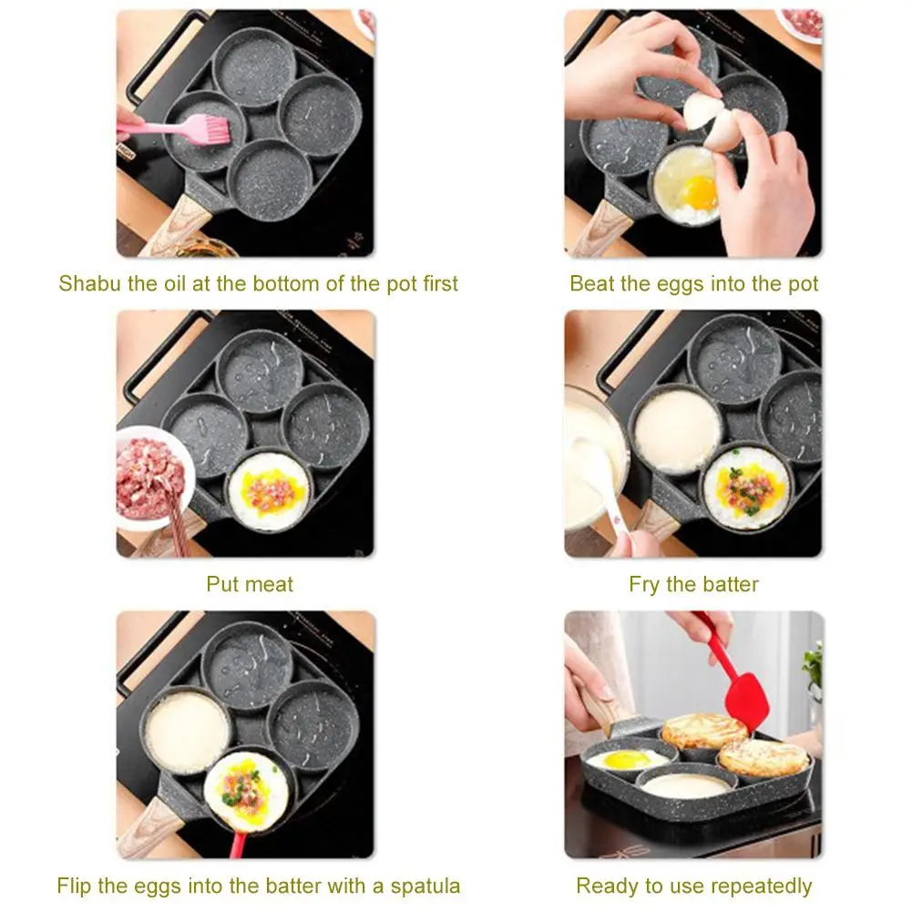 
2020 New Fried Egg Pan Non-stick Four-hole Omelette Pancake Pot 