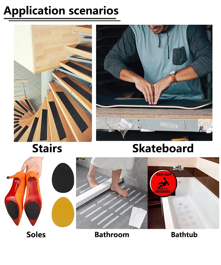 Бесплатный образец, размер на заказ, ПВХ или ПЭТ, водонепроницаемые ступеньки, лестницы, безопасные предупреждающие наждачная бумага, нескользящая Нескользящая лента