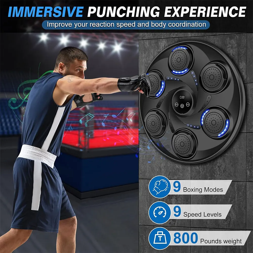 One Punch Electronic Boxing Training Pu Holdbody 9 Training Modes Led Strength Testing With Boxing Gloves Music Boxing Machine