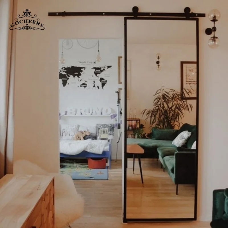 GC Glass bathroom door barn wooden door solid wood interior doors sliding design