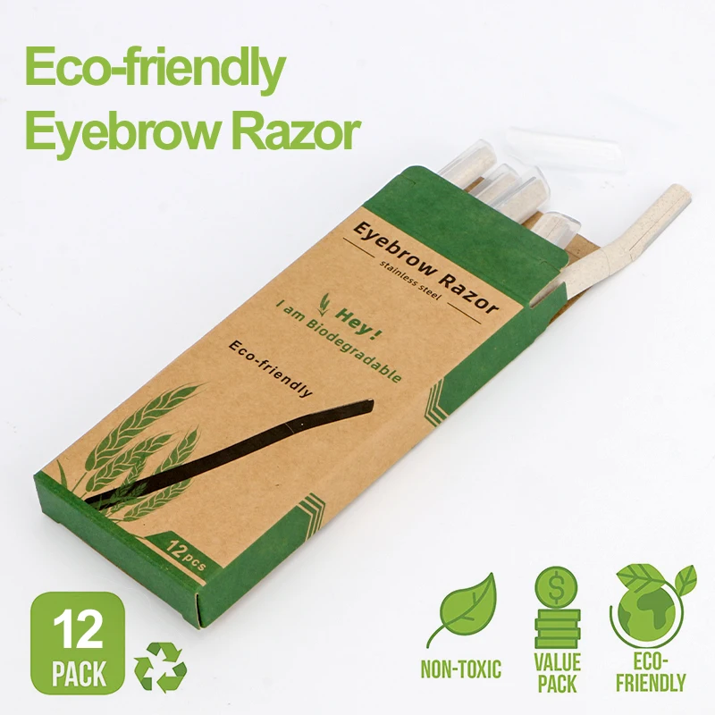 Biodegradable Razor Wheat Straw Eyebrow Razor Stainless Steel Blade Facial Razor Makeup Tool