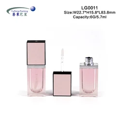 Pink square empty custom clear big brush lip gloss tubes with custom packaging lipgloss container private label