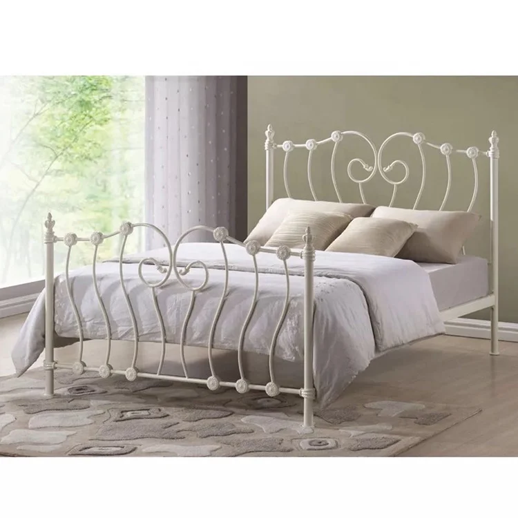 Modern queen metal bed furniture wrought Iron metal bedroom set for Home-Hotel-Apartment-Dormitory