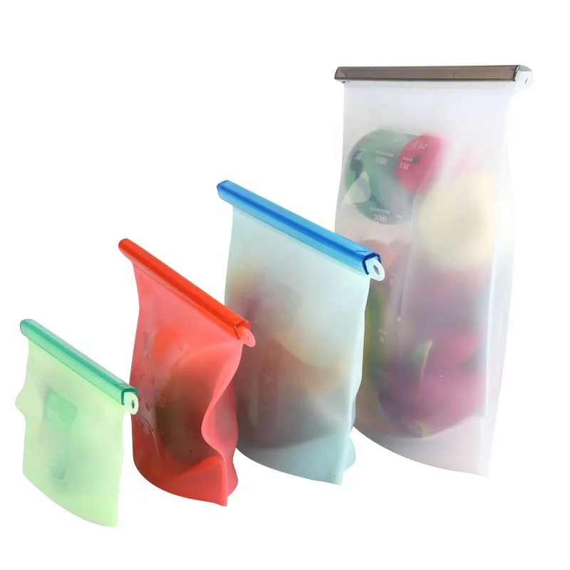 soft foldable dishwasher safe reusable silicone food storage bags for vegetable liquid snack meat sandwich