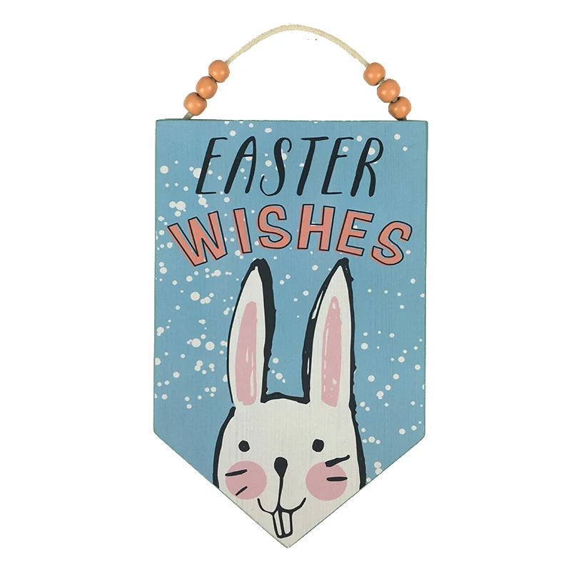 Customizable wood to decor easter bunny Sign with wooden bead for home decor easter decoration