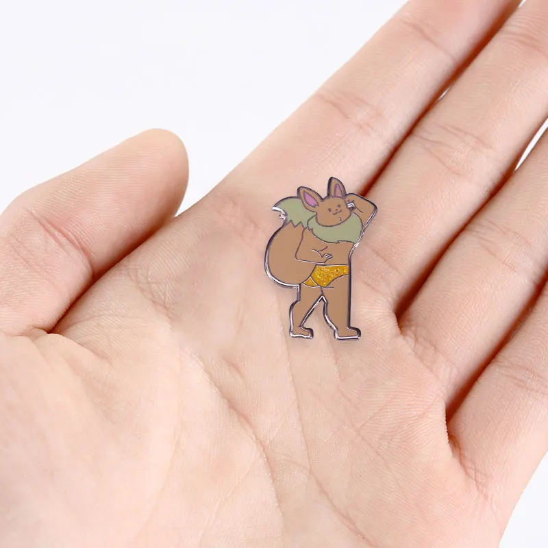 P0kemon Novelty Fitness Muscle Animal Funny Enamel Pin Badge Classic Cartoon Vedio Game Jewelry