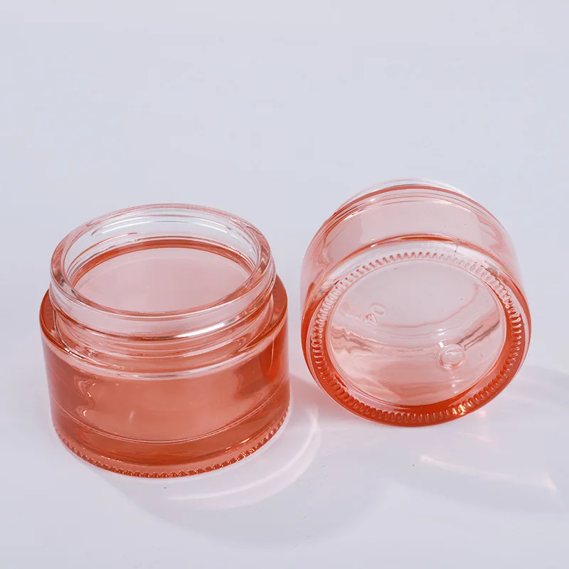 
5ml 10ml 15ml 20ml 30ml 50ml 60ml 100ml rose pink cosmetic cream jar face cream bottle container with rose gold lid 