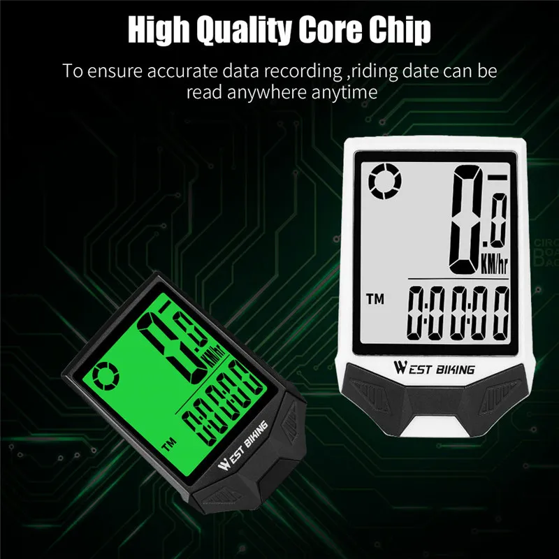 Mountain Bike Waterproof Wireless Computer Bicycle LCD Speed-ometer Odometer